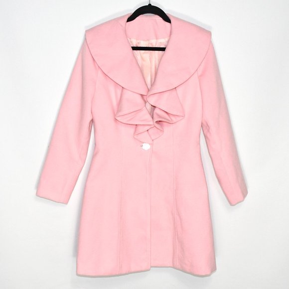 Pink Frilly Ruffle Coat XL - Picture 1 of 5